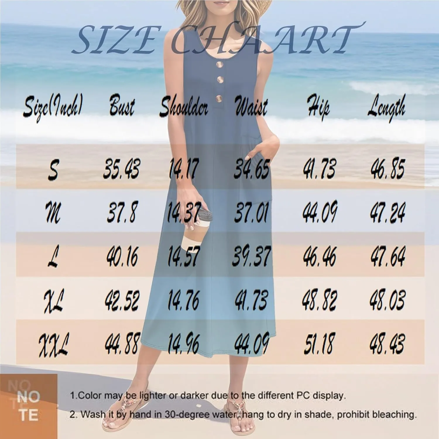 Summer Dresses for Women 2025 Beach Vacation Spring Clothes Sleeveless Crew Neck Buttons Maxi Dresses