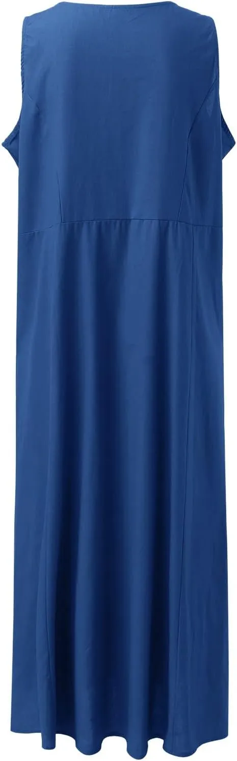 Summer Dresses for Women 2025 Casual Tank Dress Midi Sundress Sleeveless Party Beach Maxi Long Dress with Pockets