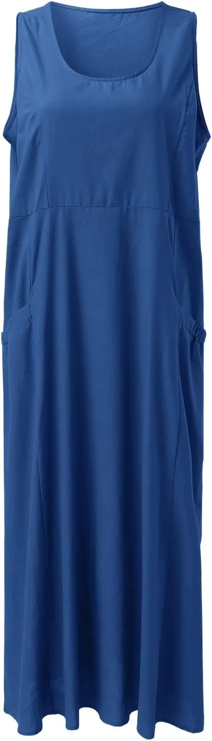 Summer Dresses for Women 2025 Casual Tank Dress Midi Sundress Sleeveless Party Beach Maxi Long Dress with Pockets