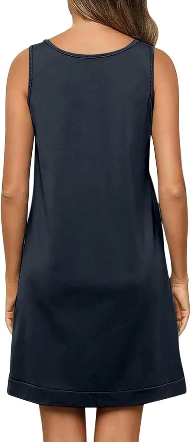 Summer Dresses for Women 2025 Sleeveless Spring Sexy V-Neck Tank Dresses Causal Loose Beach Hawaiian Mini Sundress