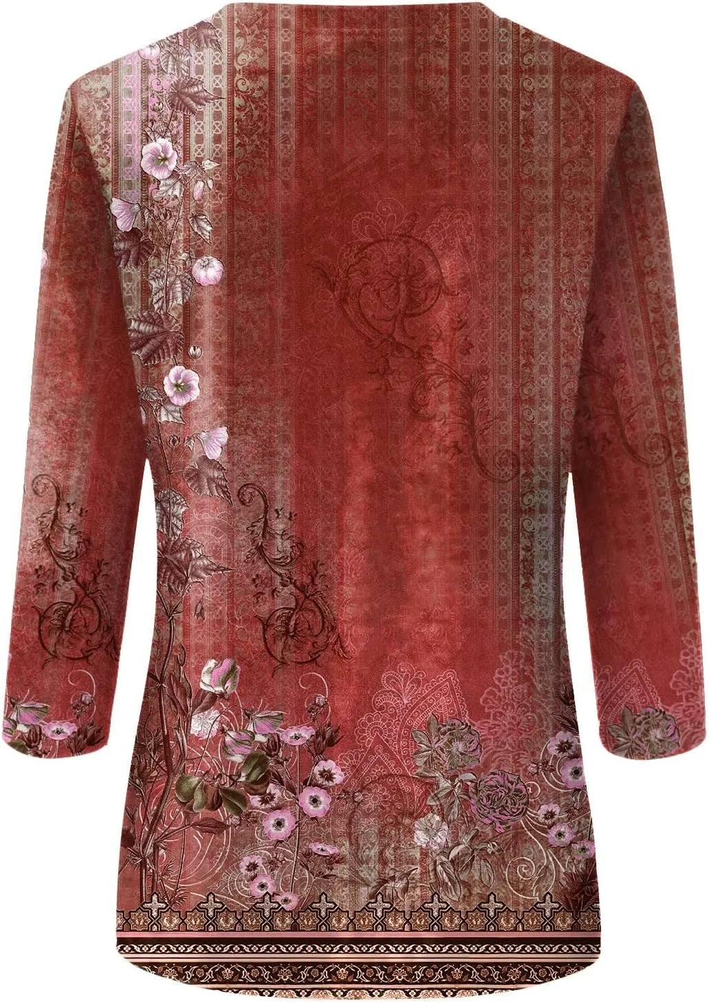 Summer Shirts for Women 3/4 Length Sleeve Crewneck Tops Trendy Loose Casual Printed Three Quarter Cute Blouse