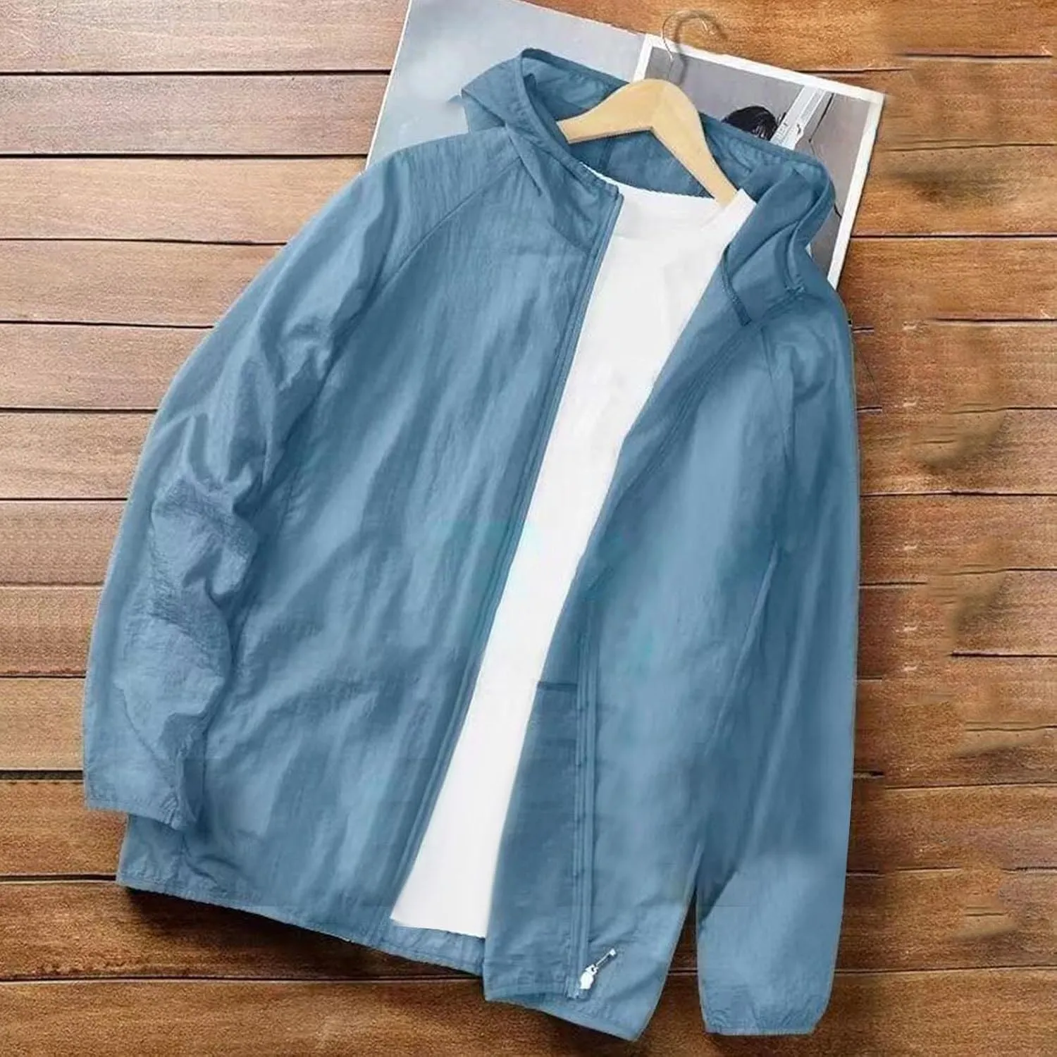 Summer Sun Protection Jackets for Women Long Sleeve Hiking Lightweight Outdoor Fishing Hooded Shirts with Thumb Hole