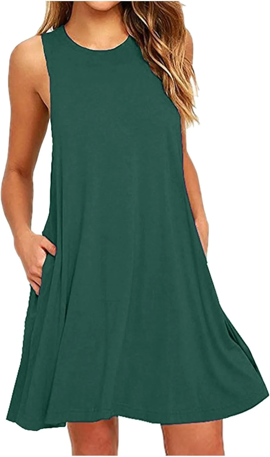 Summer Tank Dresses for Women Casual Loose Sleeveless Swing T-Shirt Dress Beach Swimsuit Cover Ups for Sleepwear