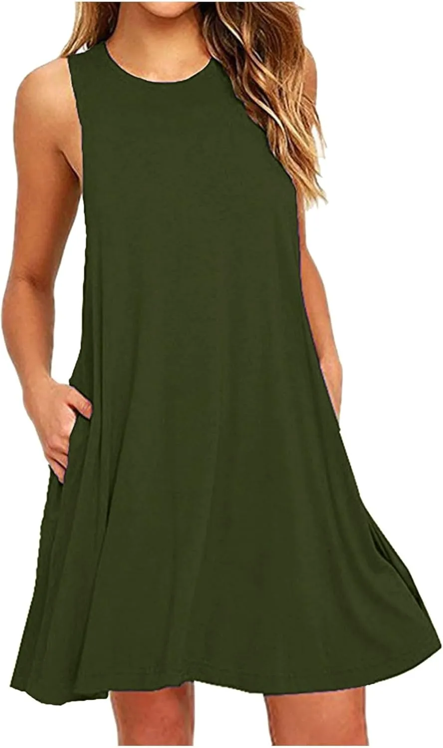 Summer Tank Dresses for Women Casual Loose Sleeveless Swing T-Shirt Dress Beach Swimsuit Cover Ups for Sleepwear