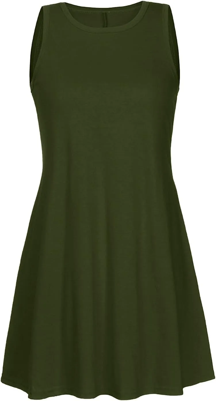 Summer Tank Dresses for Women Casual Loose Sleeveless Swing T-Shirt Dress Beach Swimsuit Cover Ups for Sleepwear