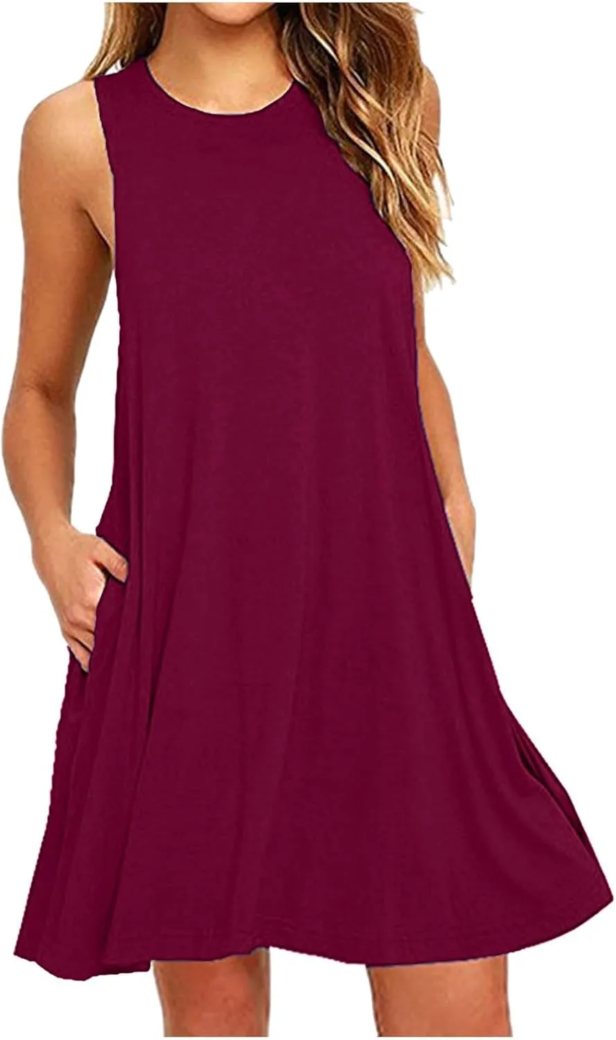 Summer Tank Dresses for Women Casual Loose Sleeveless Swing T-Shirt Dress Beach Swimsuit Cover Ups for Sleepwear