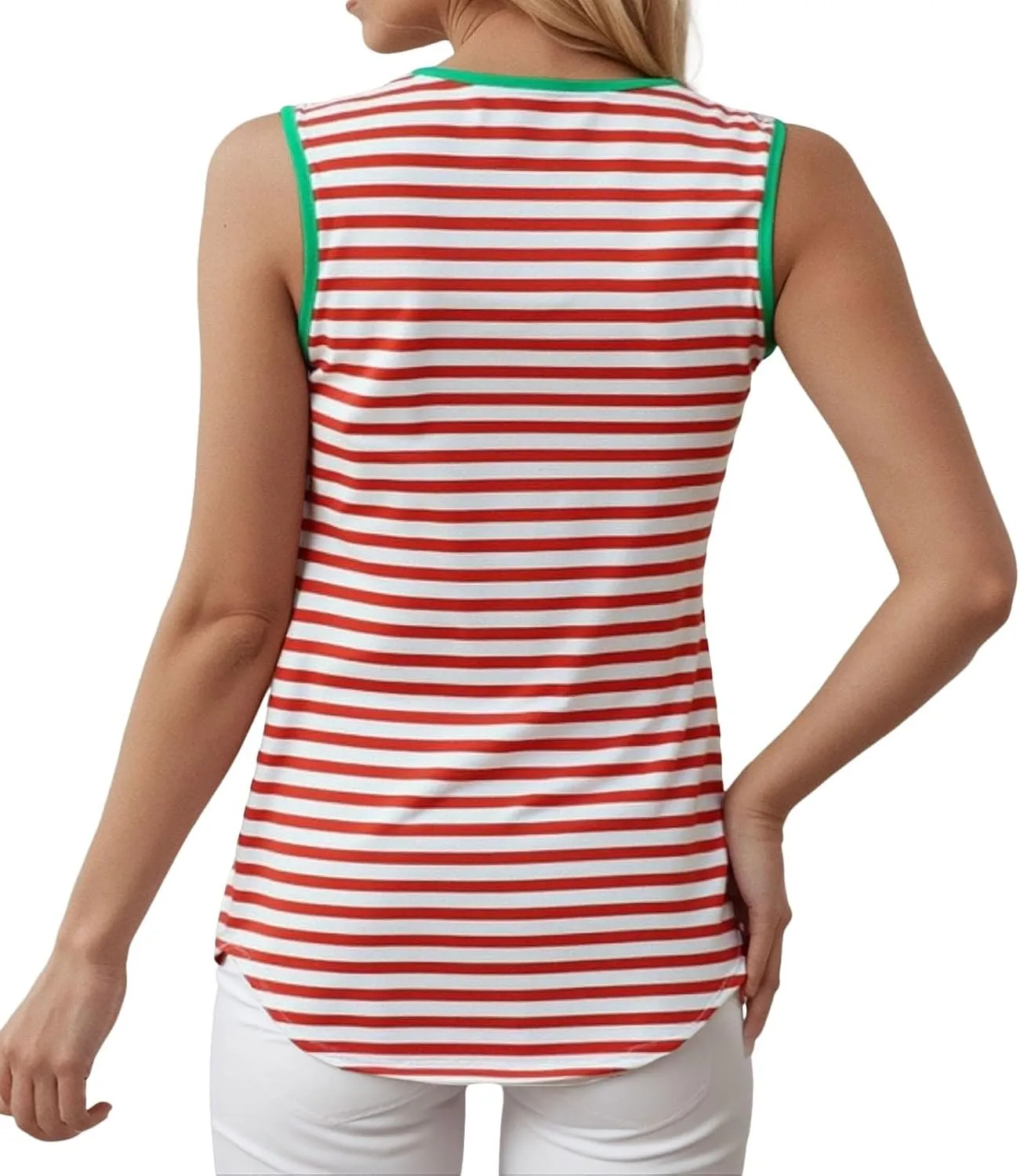 Summer Tank Tops for Women 2025 Striped Tank Top Sleeveless Scoop Neck Loose Fit Color Block Tops Fashion Clothes