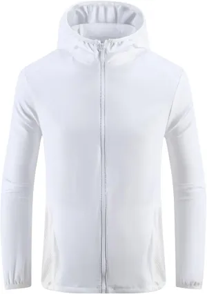 Sun Protection Jackets for Men Lightweight Breathable Waterproof Hooded Jackets Zip Up Active Raincoat
