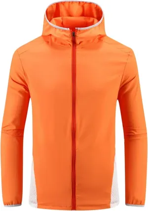 Sun Protection Jackets for Men Lightweight Breathable Waterproof Hooded Jackets Zip Up Active Raincoat