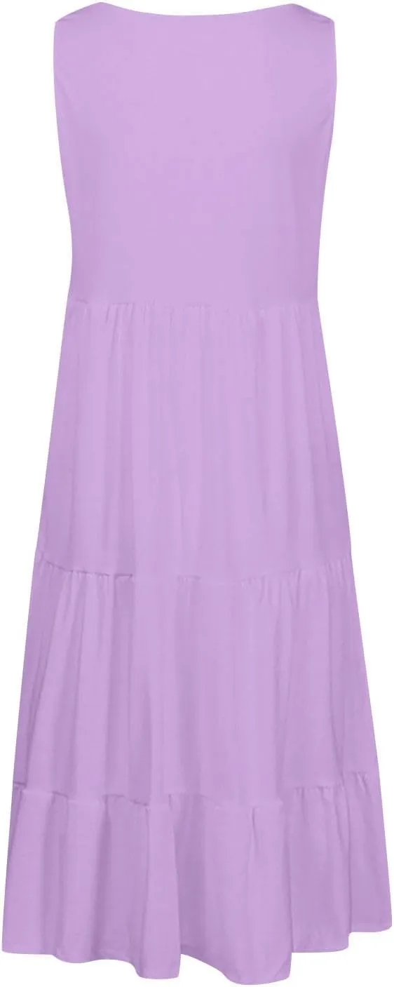 Sundresses for Women Casual Beach Vacation Sleeveless Resort Wear Tropical Summer Tank Dress Cocktail Dresses