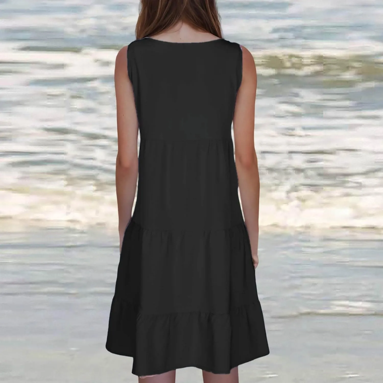 Sundresses for Women Casual Beach Vacation Sleeveless Resort Wear Tropical Summer Tank Dress Cocktail Dresses