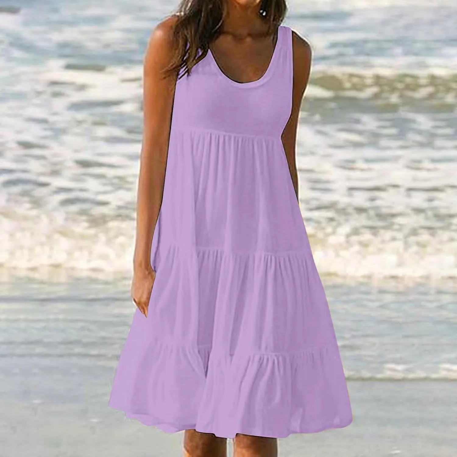 Sundresses for Women Casual Beach Vacation Sleeveless Resort Wear Tropical Summer Tank Dress Cocktail Dresses