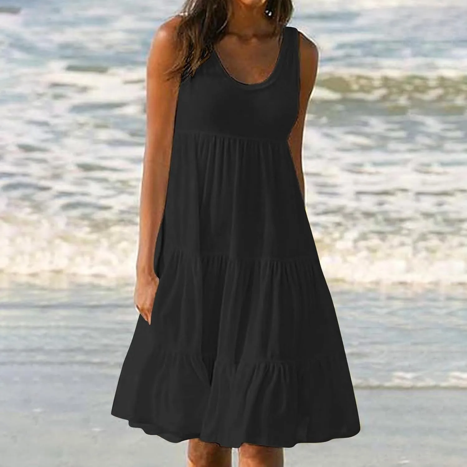 Sundresses for Women Casual Beach Vacation Sleeveless Resort Wear Tropical Summer Tank Dress Cocktail Dresses