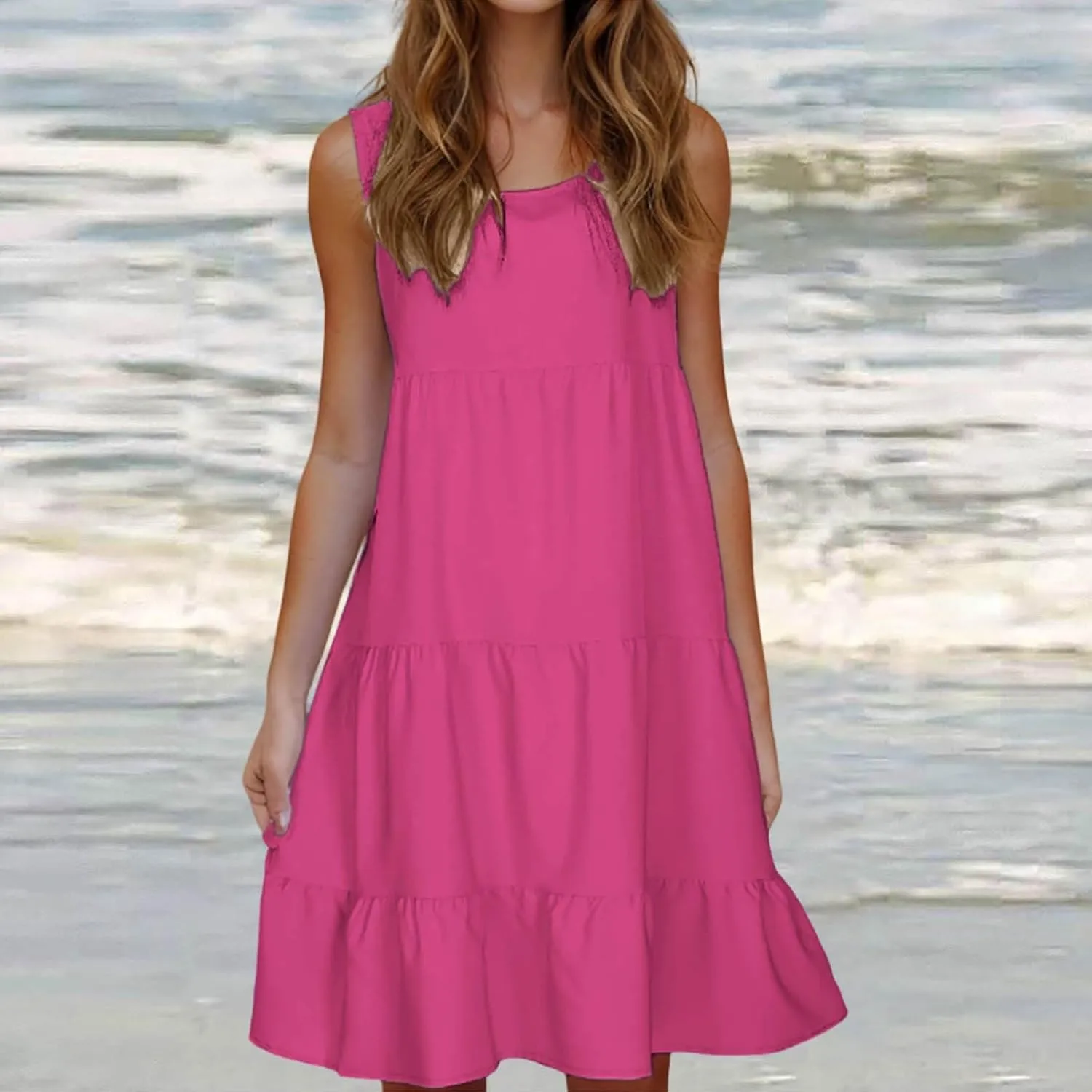 Sundresses for Women Casual Beach Vacation Sleeveless Resort Wear Tropical Summer Tank Dress Cocktail Dresses