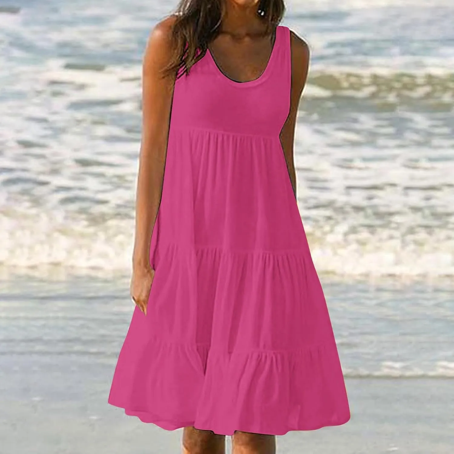 Sundresses for Women Casual Beach Vacation Sleeveless Resort Wear Tropical Summer Tank Dress Cocktail Dresses