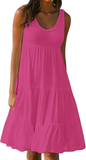 Sundresses for Women Casual Beach Vacation Sleeveless Resort Wear Tropical Summer Tank Dress Cocktail Dresses