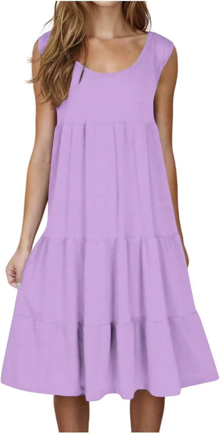Sundresses for Women Casual Beach Vacation Sleeveless Resort Wear Tropical Summer Tank Dress Cocktail Dresses