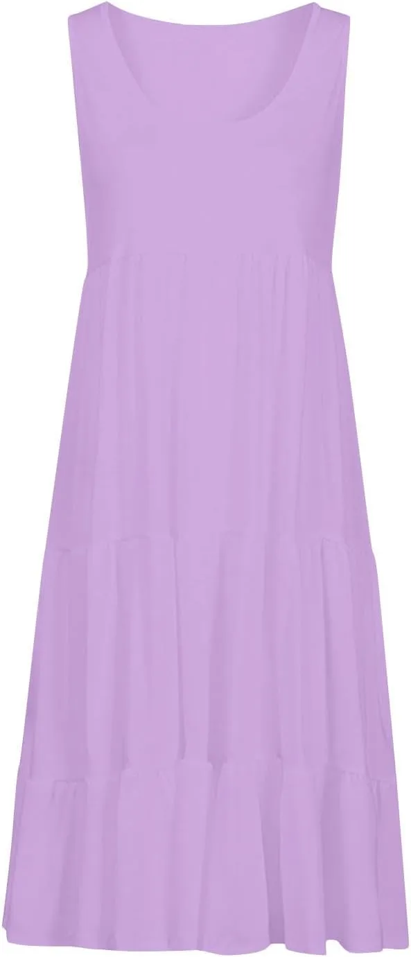 Sundresses for Women Casual Beach Vacation Sleeveless Resort Wear Tropical Summer Tank Dress Cocktail Dresses