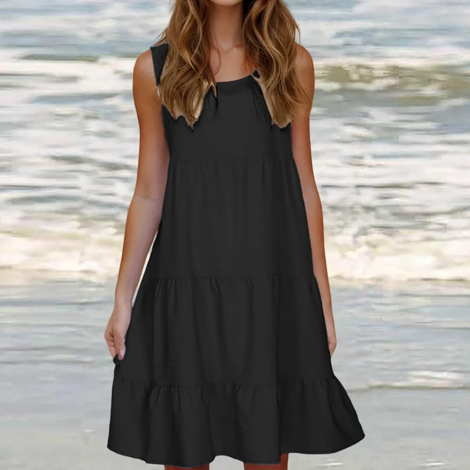 Sundresses for Women Casual Beach Vacation Sleeveless Resort Wear Tropical Summer Tank Dress Cocktail Dresses