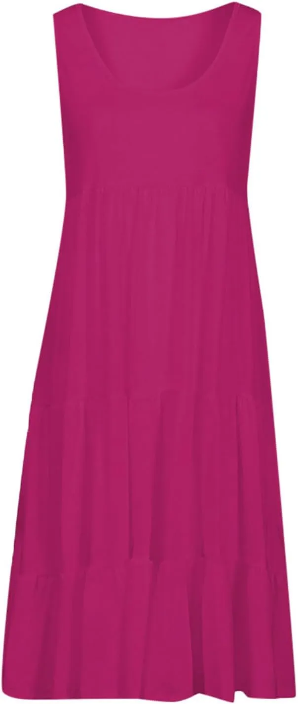 Sundresses for Women Casual Beach Vacation Sleeveless Resort Wear Tropical Summer Tank Dress Cocktail Dresses