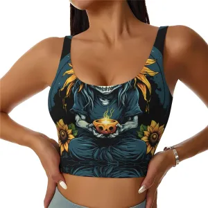 Sunflower Witch Women's Sexy Sports Vest Sleeveless Athletic Gym T-Shirts Vest U-Shaped Back Quick Dry Top