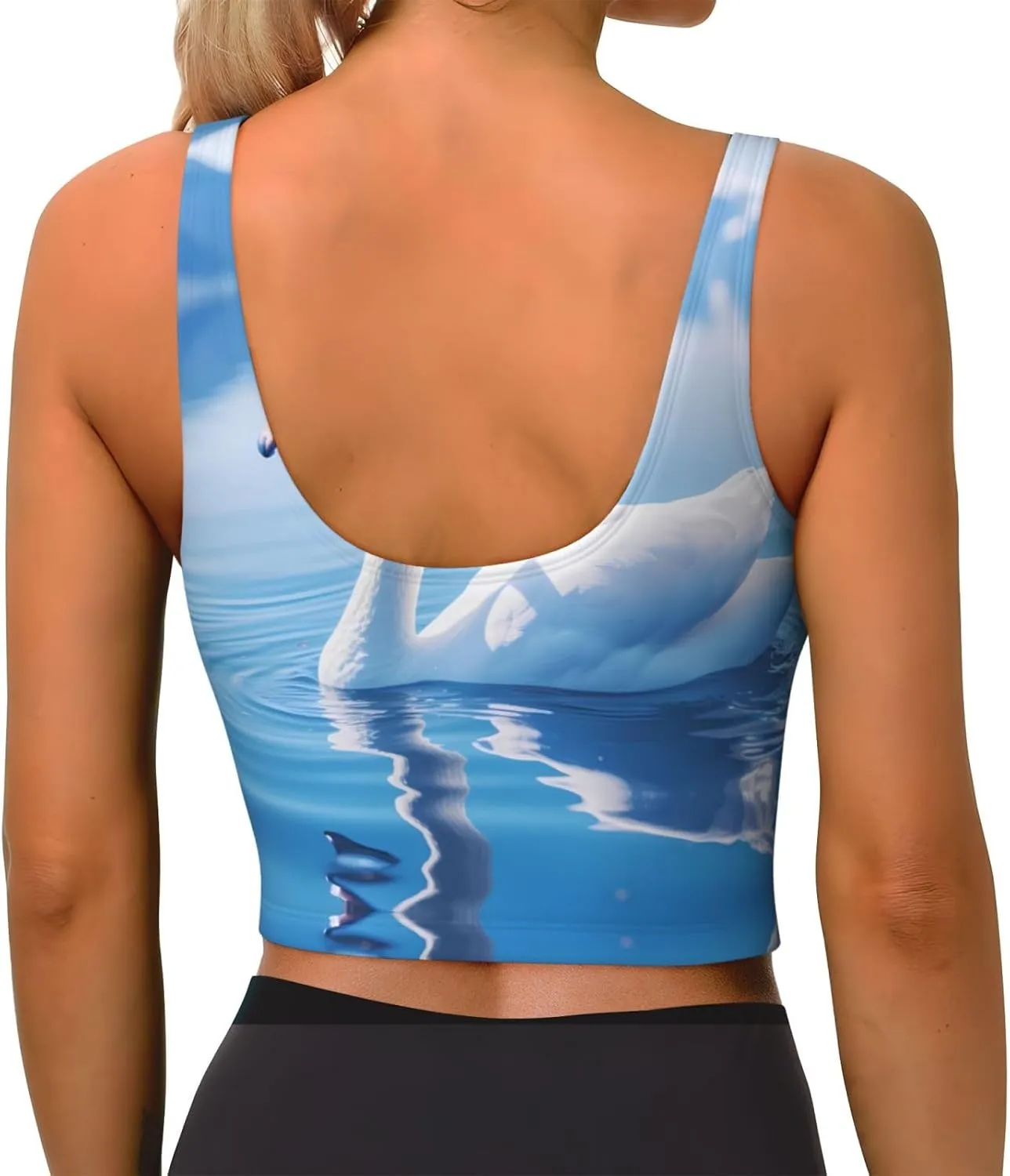 Swan in Lake Women's Sexy Sports Vest Sleeveless Athletic Gym T-Shirts Vest U-Shaped Back Quick Dry Top