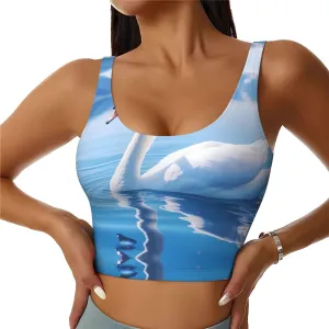 Swan in Lake Women's Sexy Sports Vest Sleeveless Athletic Gym T-Shirts Vest U-Shaped Back Quick Dry Top