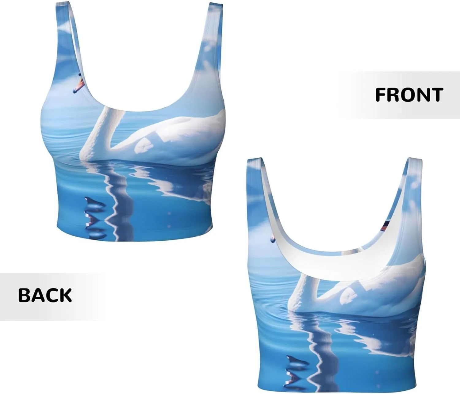 Swan in Lake Women's Sexy Sports Vest Sleeveless Athletic Gym T-Shirts Vest U-Shaped Back Quick Dry Top