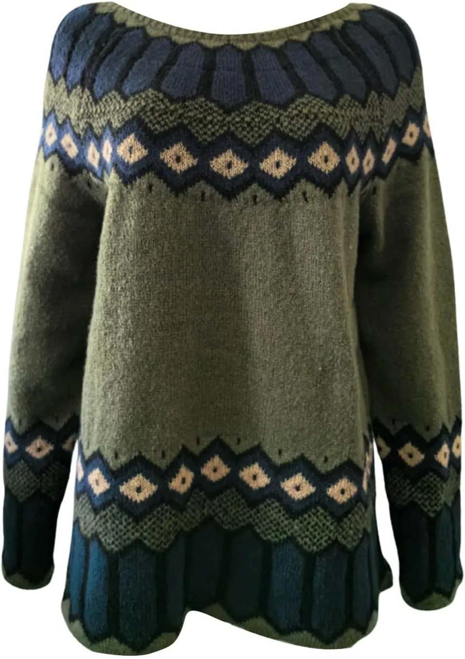 Sweaters for Women Fair Isle Knitted Sweaters Holiday Pullover Sweaters Crewneck Long Sleeve Striped Knitted Tops