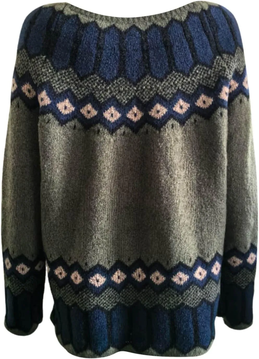 Sweaters for Women Fair Isle Knitted Sweaters Holiday Pullover Sweaters Crewneck Long Sleeve Striped Knitted Tops