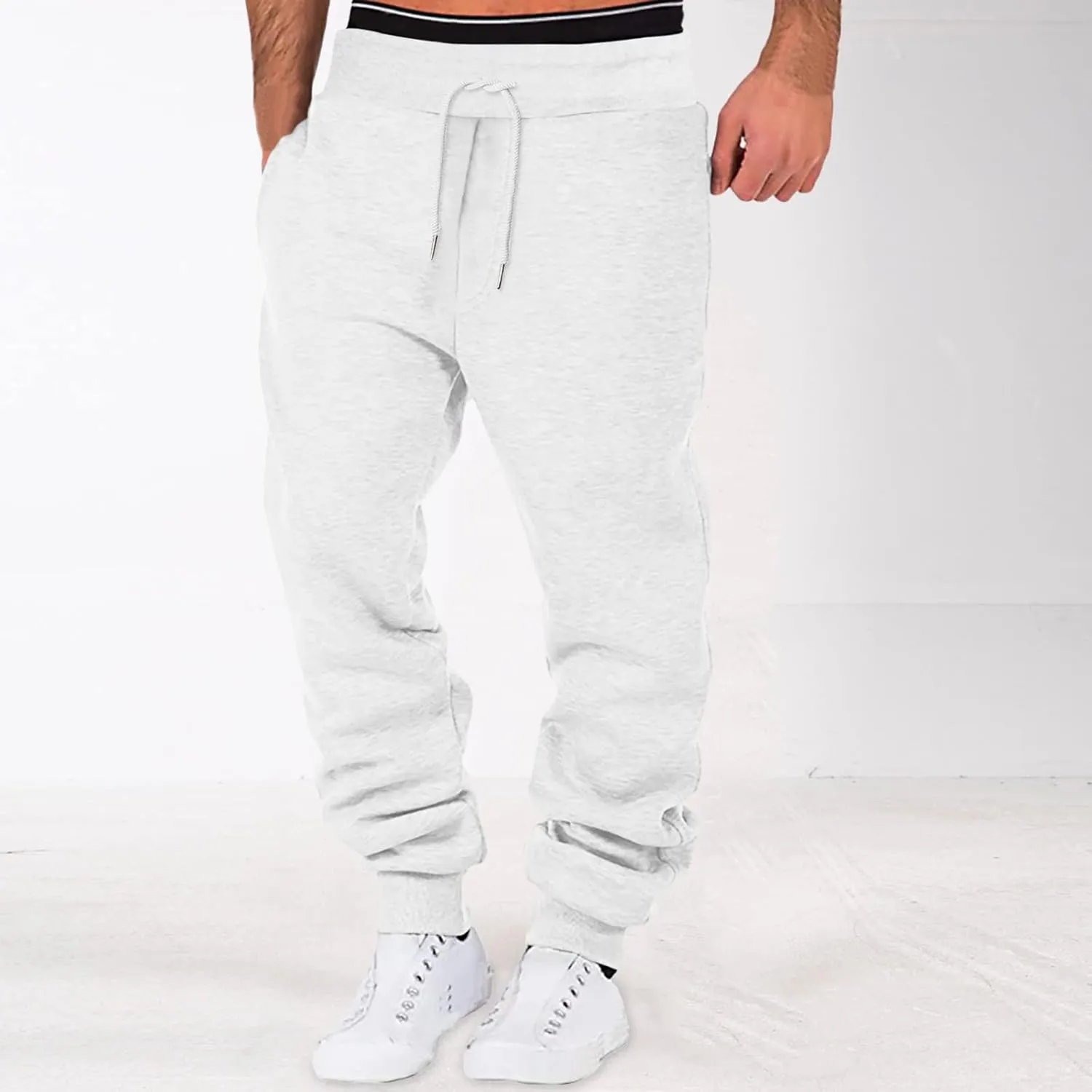 Sweatpants for Men Waist Solid Color Pocket Trousers Loose Sports Trousers Sweat Pants Workout Pants Cargo