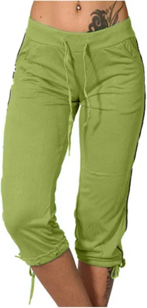 TANGNADE Women's Capri Joggers Athletic Casual Soft Sweatpants with Pockets Elastic Waist Drawstring Travel Bottoms Summer