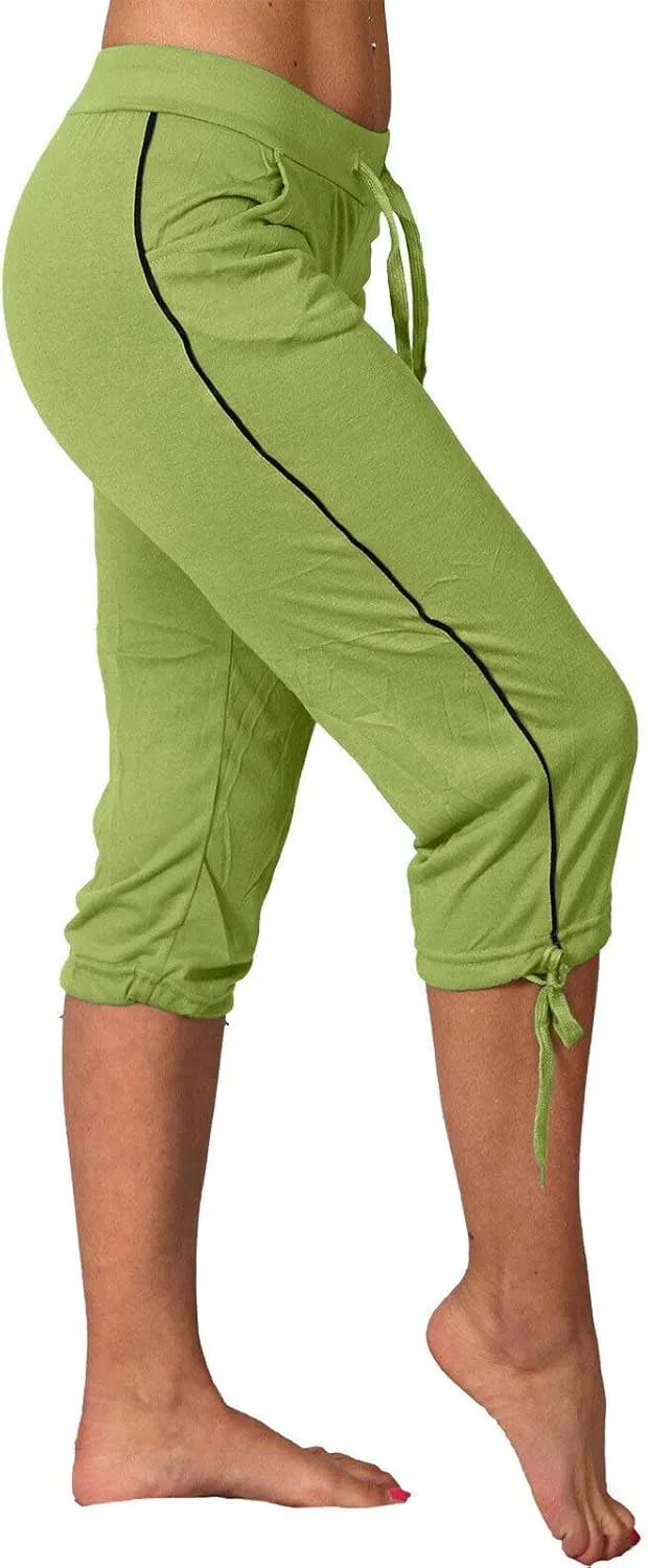 TANGNADE Women's Capri Joggers Athletic Casual Soft Sweatpants with Pockets Elastic Waist Drawstring Travel Bottoms Summer