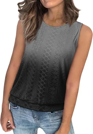 Tank Top for Women 2025 Summer Pleated Sleeveless Crewneck T Shirts Dressy Casual Beach Clothes Trendy Outfits