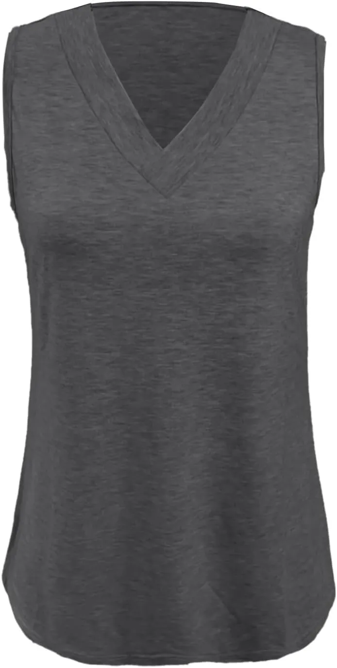 Tank Top for Women Summer V Neck T Shirts Casual Sleeveless Basic Tshirts Loose Beach Fashion Vacation Outfits
