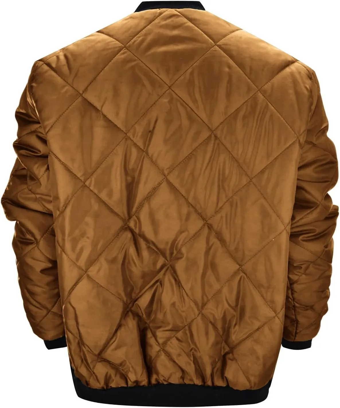 Thatrich Mens Bomber Jacket Lightweight Diamond Quilted Jacket Zip Up Puffer Coat Cropped Winter Jackets Long Sleeve Outwear