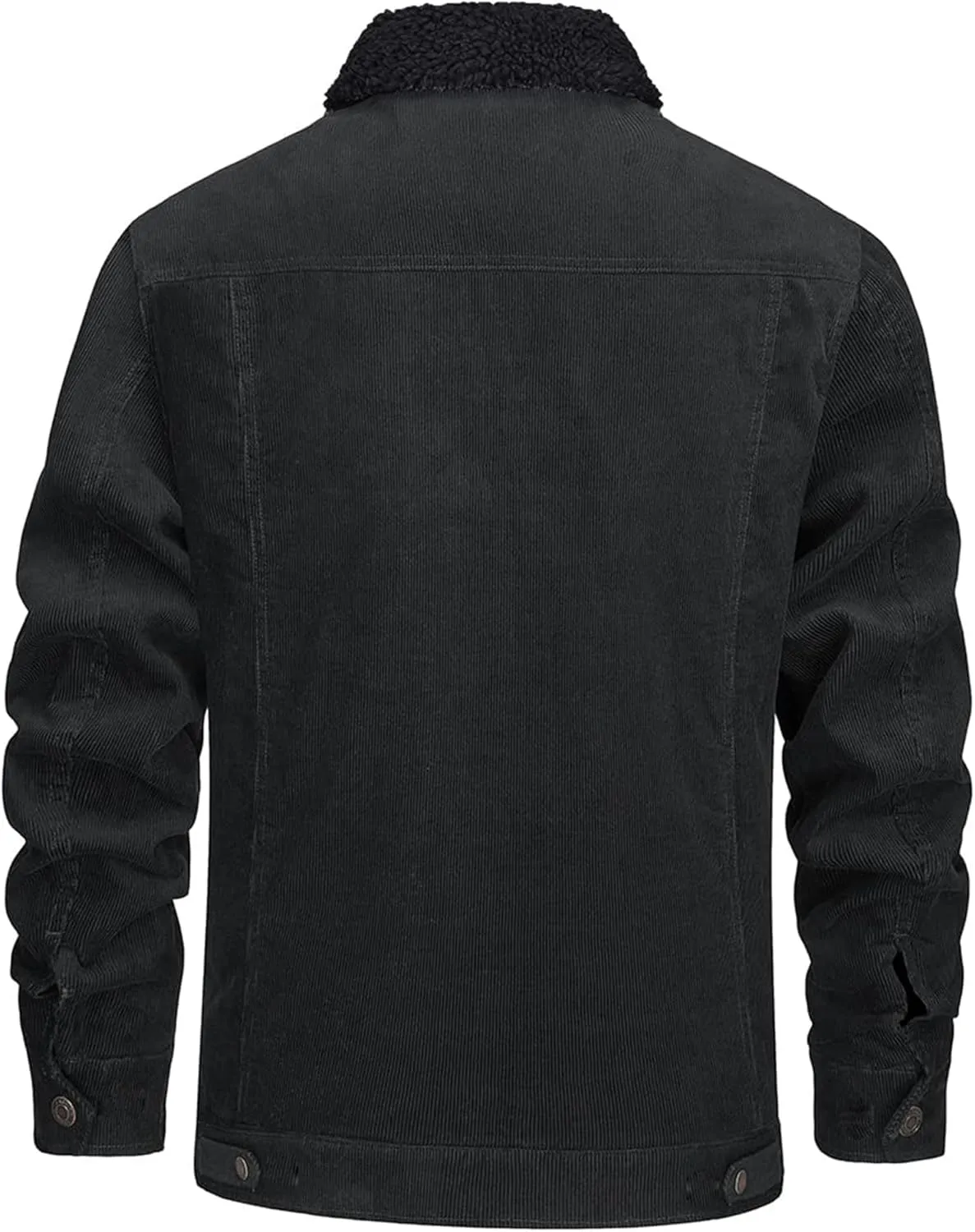 Thatrich Men's Corduroy Jacket Sherpa Lined Button Down Winter Coat Lightweight Fleece Jackets Lapel Long Sleeve Coat Outwear