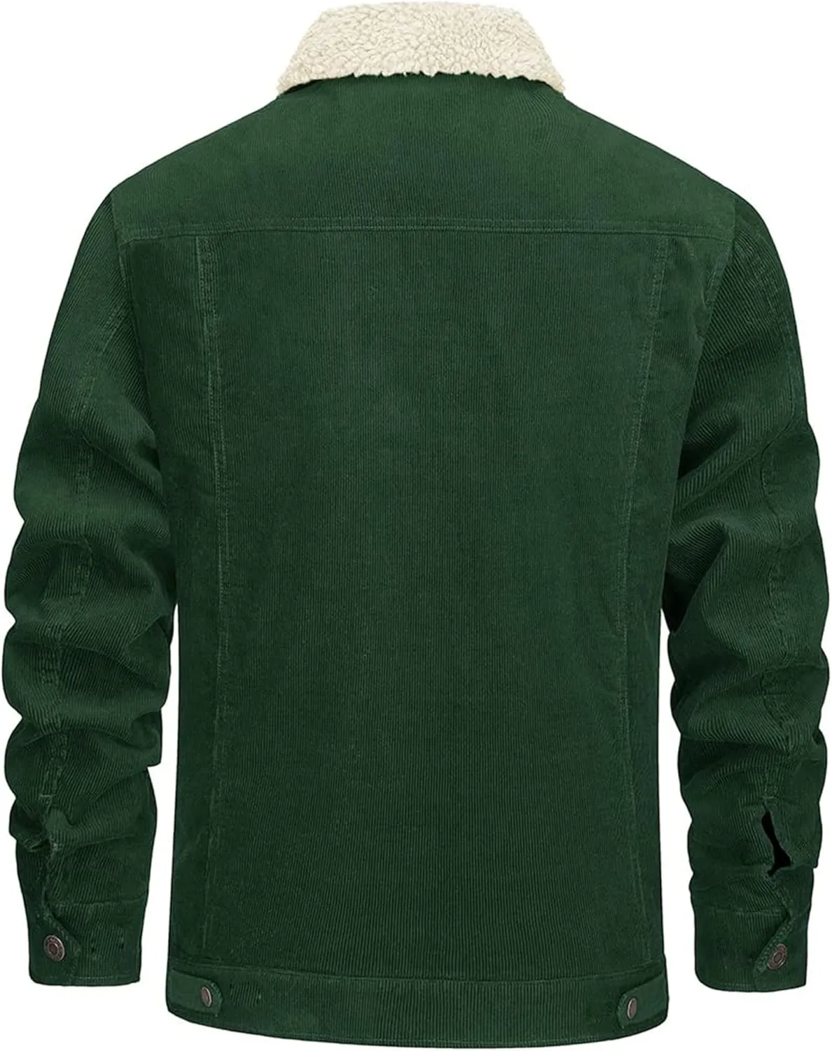 Thatrich Men's Corduroy Jacket Sherpa Lined Button Down Winter Coat Lightweight Fleece Jackets Lapel Long Sleeve Coat Outwear