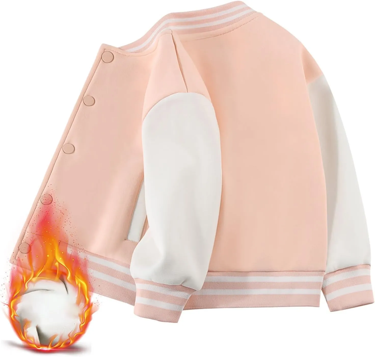 Toddler Baby Boys Girls Varsity Baseball Jacket Cute Bomber Jacket Warm Cotton Lined Puffer Down
