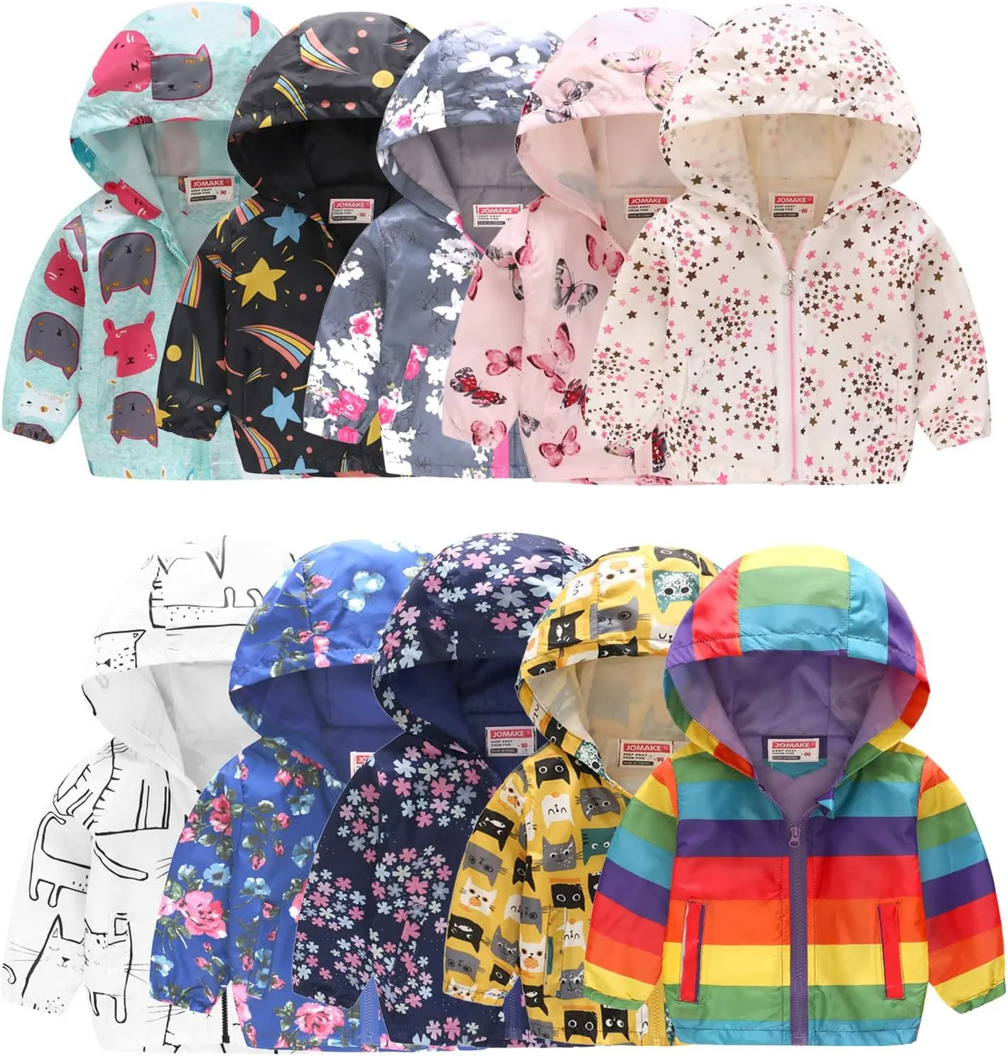Toddler Boys Girls Hooded Jacket Hoodie Windbreaker Zip Coats Kids Trench Lightweight Windproof Casual Outerwear Jackets