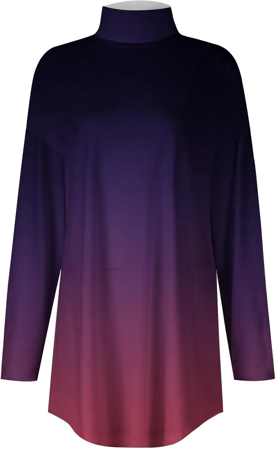 Turtle Necks Tops For Women Dressy Print Long Sleeve Shirts Trendy Mock Neck Tunic Tops Fall Casual Blouse