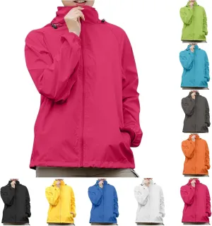 Unisex Rain Jacket Lightweight Hooded Raincoat Waterproof Windbreaker Clothing Packable Rain Coats With Pockets