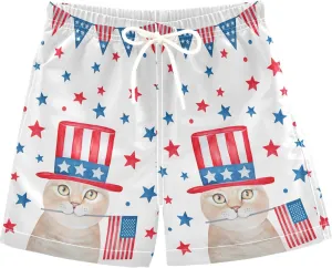 visesunny Boys Casual Board Shorts Funny Floral Boys' Swim Trunks Toddler Beach Shorts Little Kids Bathing Suit