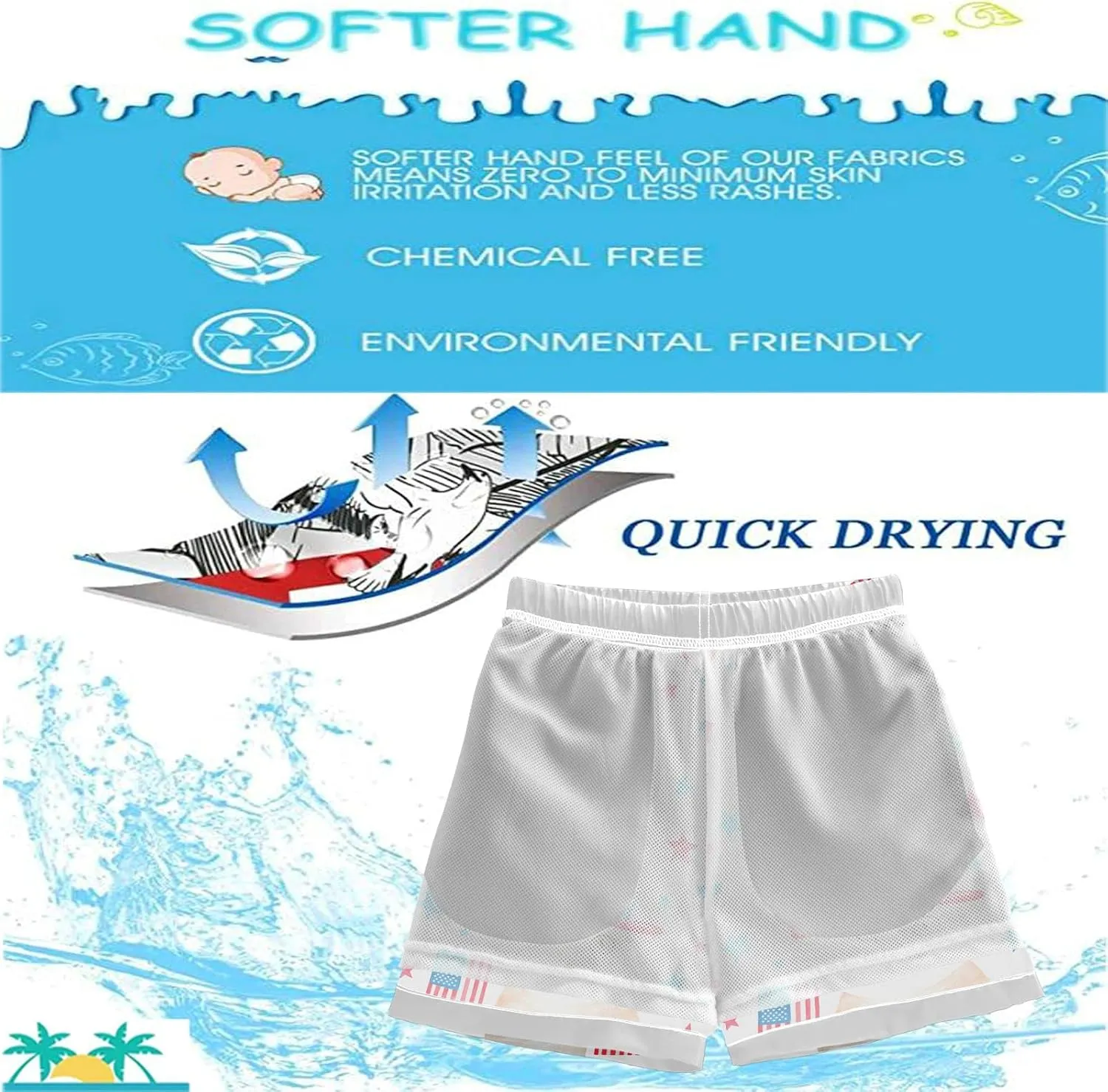 visesunny Boys Casual Board Shorts Funny Floral Boys' Swim Trunks Toddler Beach Shorts Little Kids Bathing Suit
