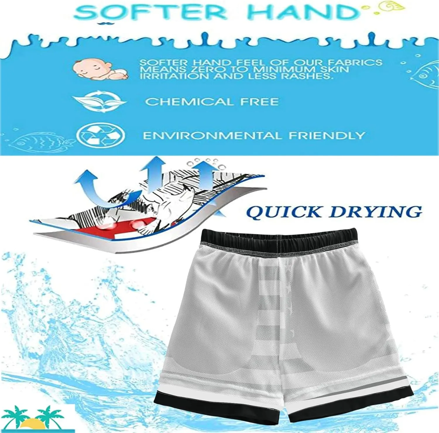 visesunny Boys Casual Board Shorts Funny Floral Boys' Swim Trunks Toddler Beach Shorts Little Kids Bathing Suit