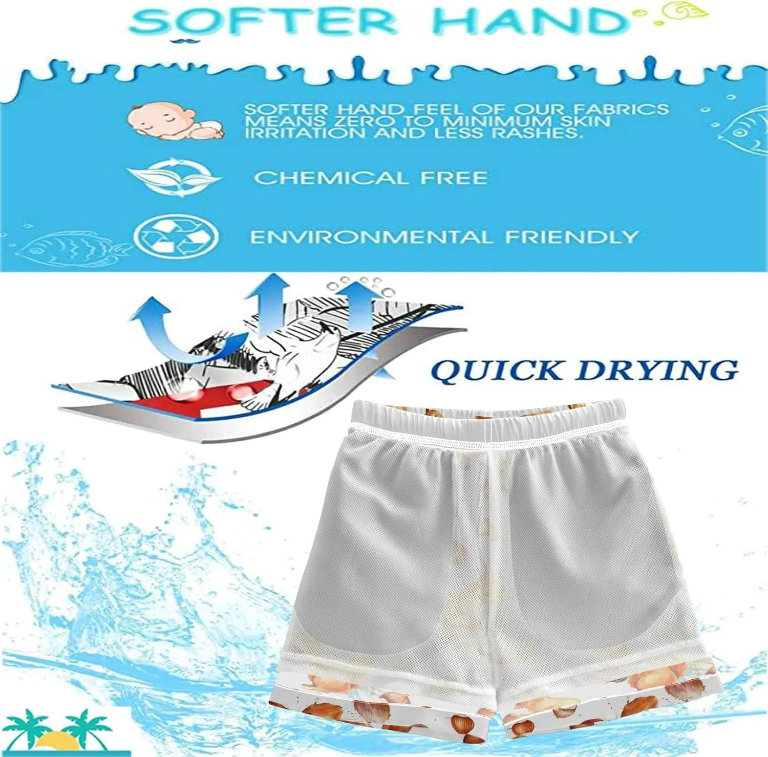visesunny Boys Casual Board Shorts Funny Floral Boys' Swim Trunks Toddler Beach Shorts Little Kids Bathing Suit