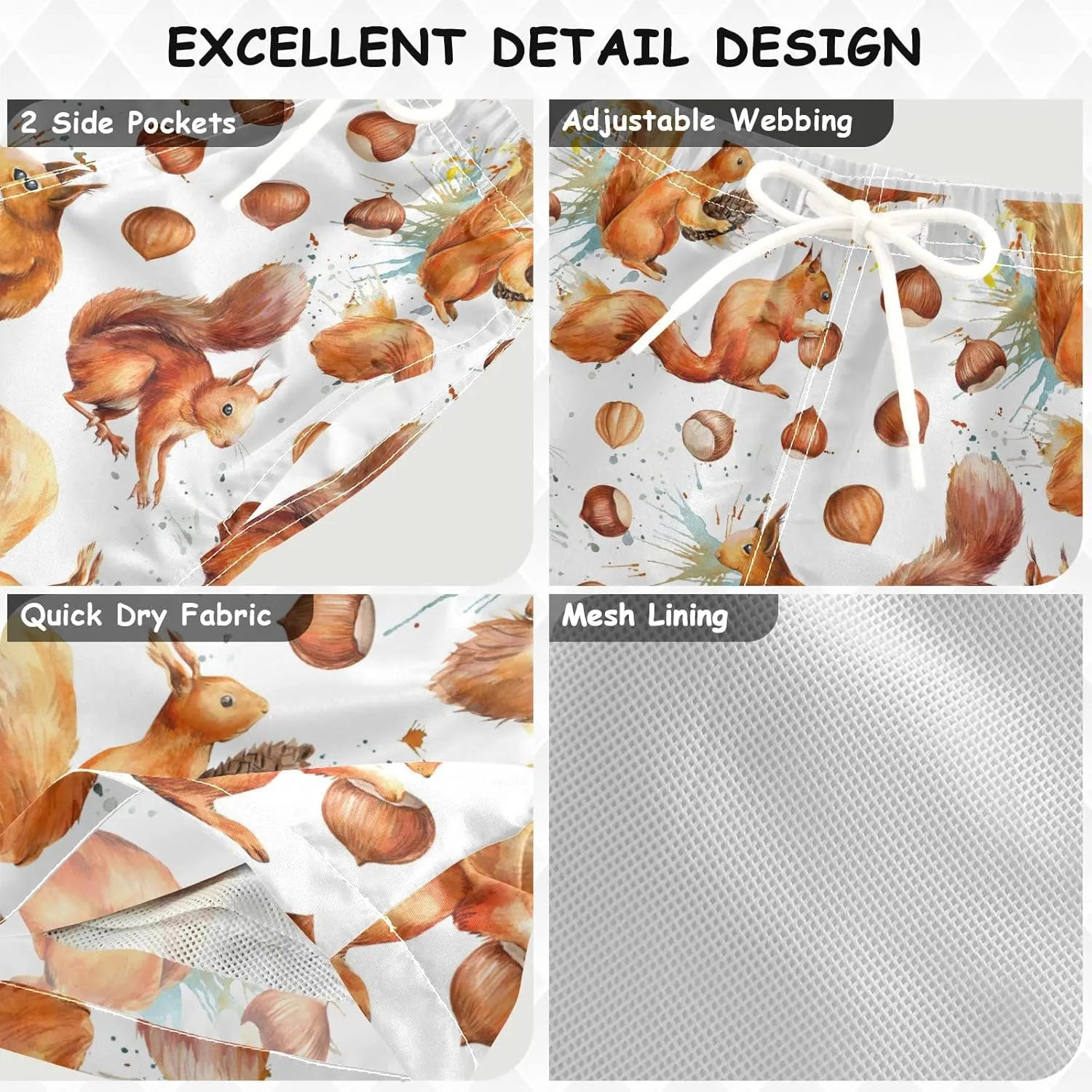 visesunny Boys Casual Board Shorts Funny Floral Boys' Swim Trunks Toddler Beach Shorts Little Kids Bathing Suit
