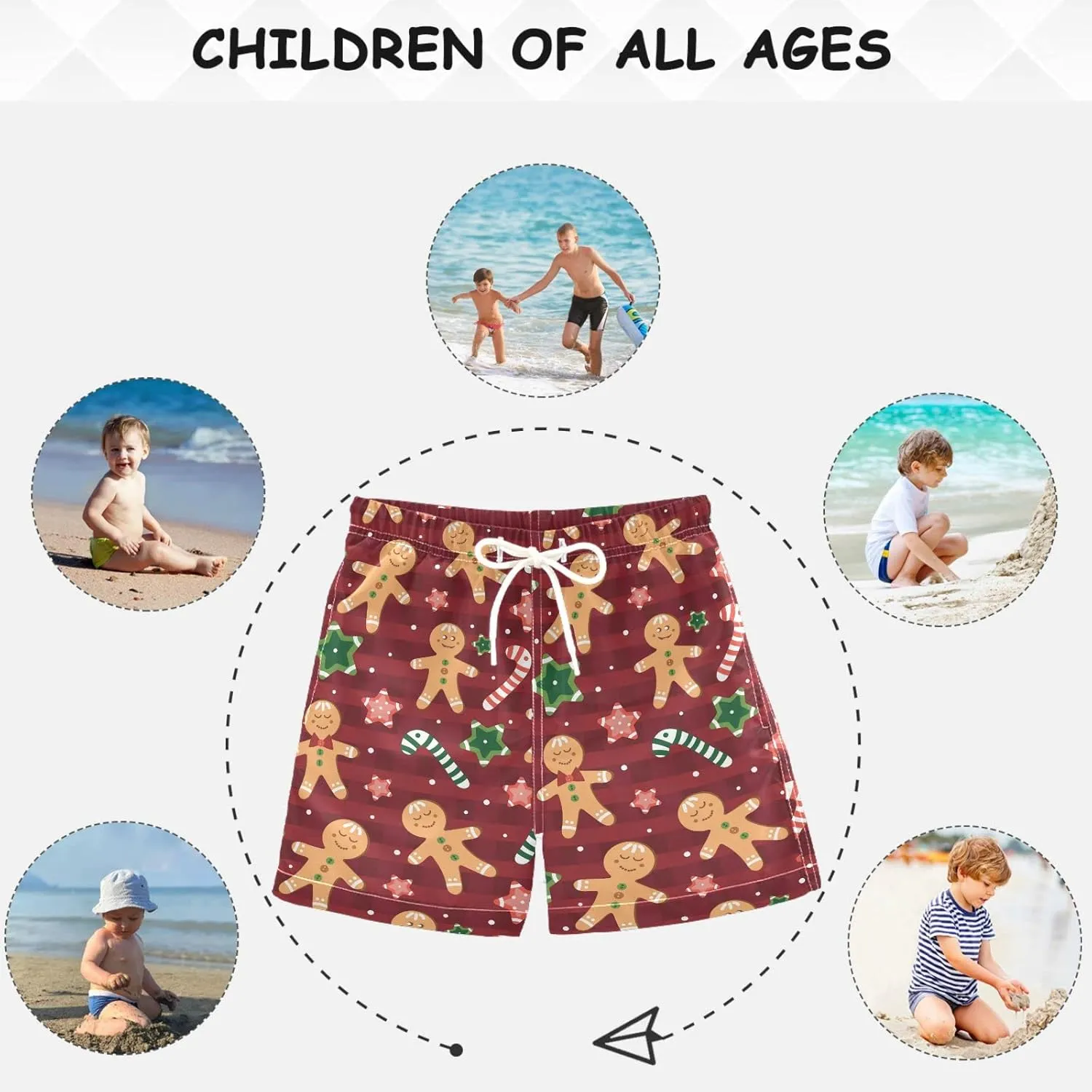 visesunny Boys Casual Board Shorts Funny Floral Boys' Swim Trunks Toddler Beach Shorts Little Kids Bathing Suit