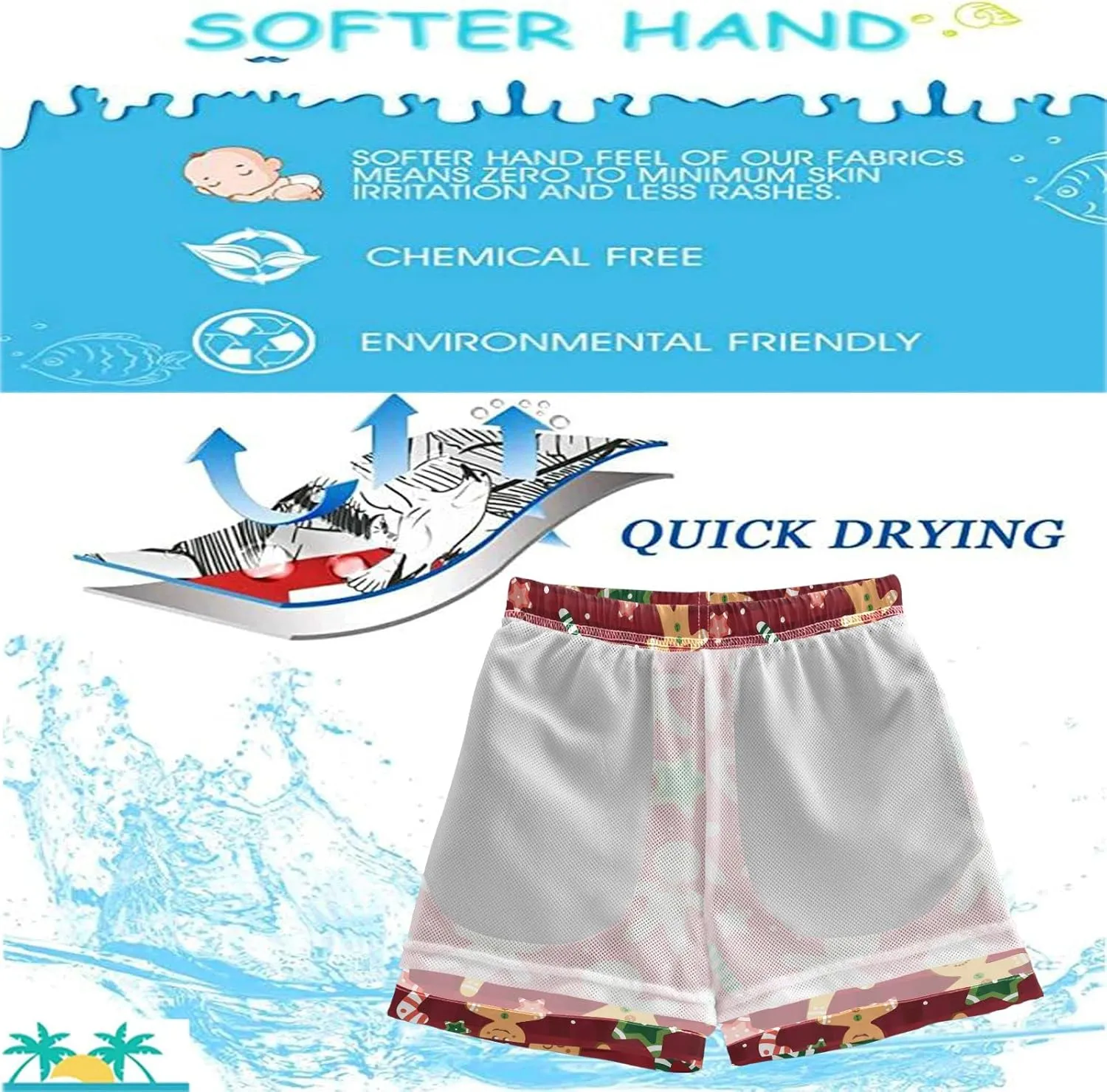 visesunny Boys Casual Board Shorts Funny Floral Boys' Swim Trunks Toddler Beach Shorts Little Kids Bathing Suit