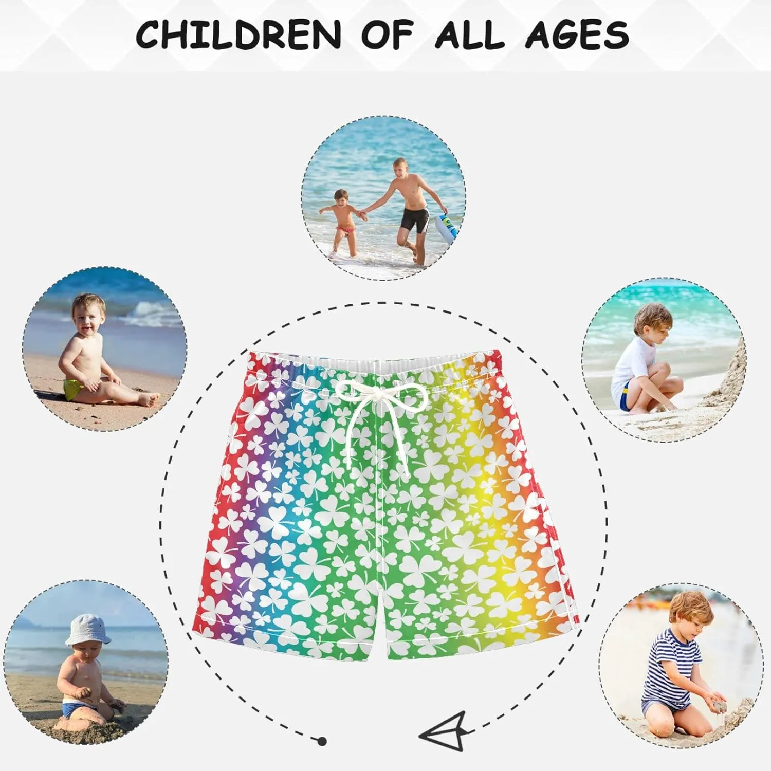 visesunny Boys Casual Board Shorts Funny Floral Boys' Swim Trunks Toddler Beach Shorts Little Kids Bathing Suit
